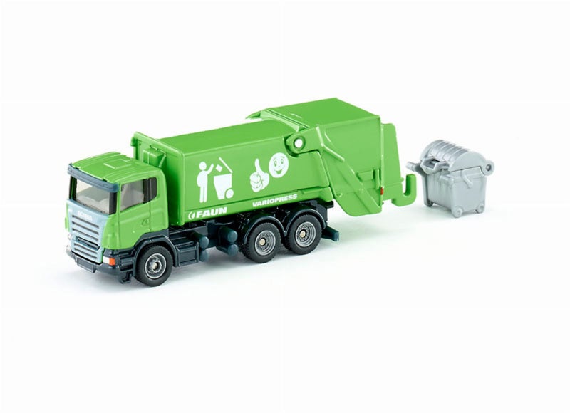 Siku 1890, Bin Lorry, 1:87, Metal/Plastic, Green, Tiltable Collecting Area, Large Accessory Waste bin - Image 1